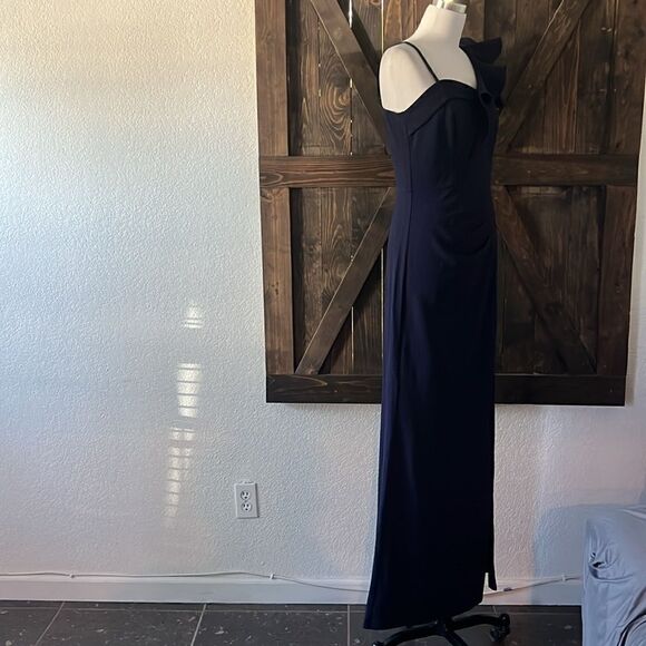 VFSHOW Ruffle One Shoulder Strap Ruched Wedding Maxi Dress V Neck Elegant Split - Picture 9 of 16